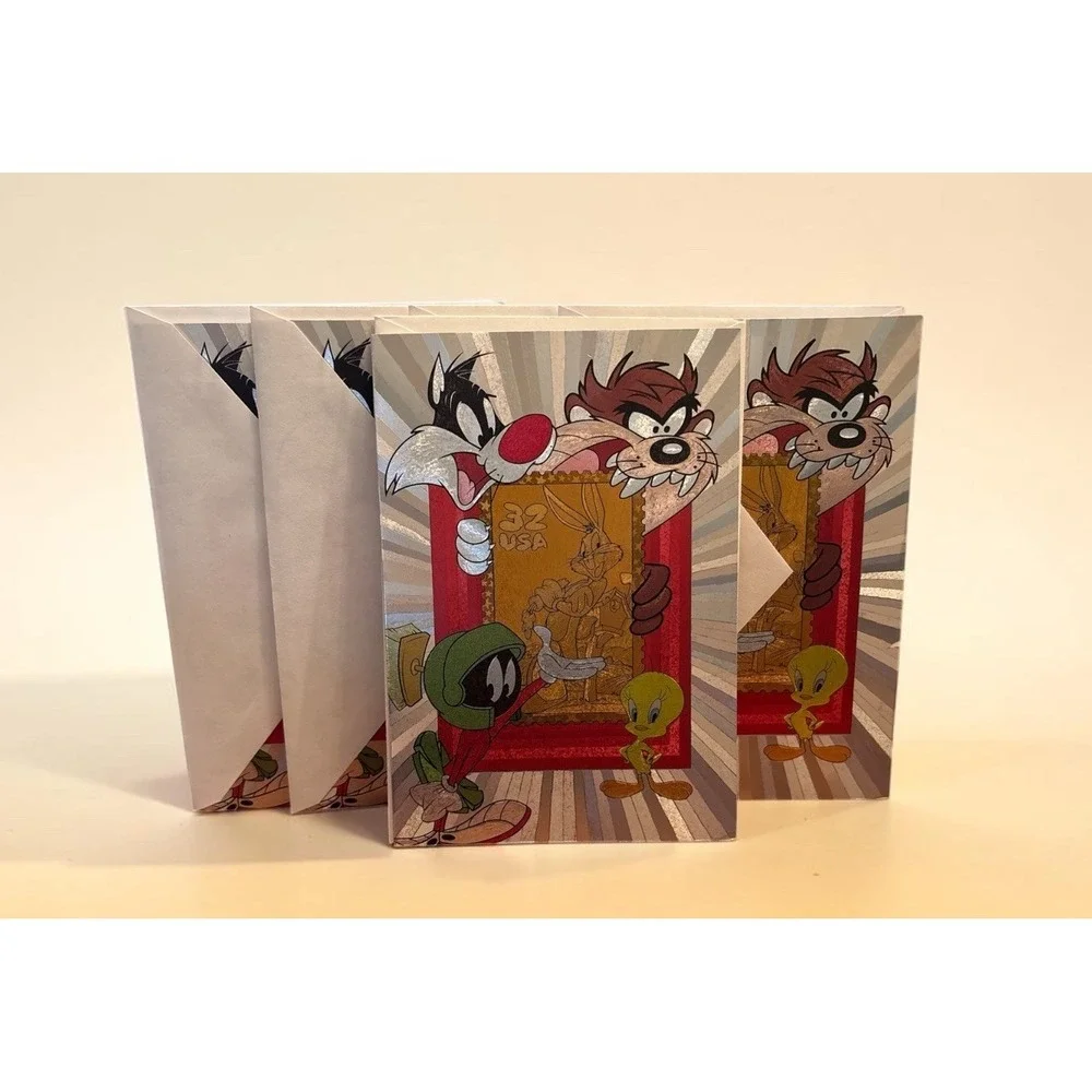1997 Looney Tunes Stamp Collectible Foil Greeting Card 32 Cents/Set of 5